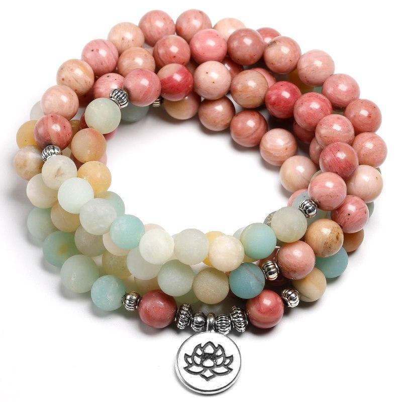 Natural Amazonit Rhodonit - Kette - LAMIVA.de - Yoga Schmuck - Spiritualität