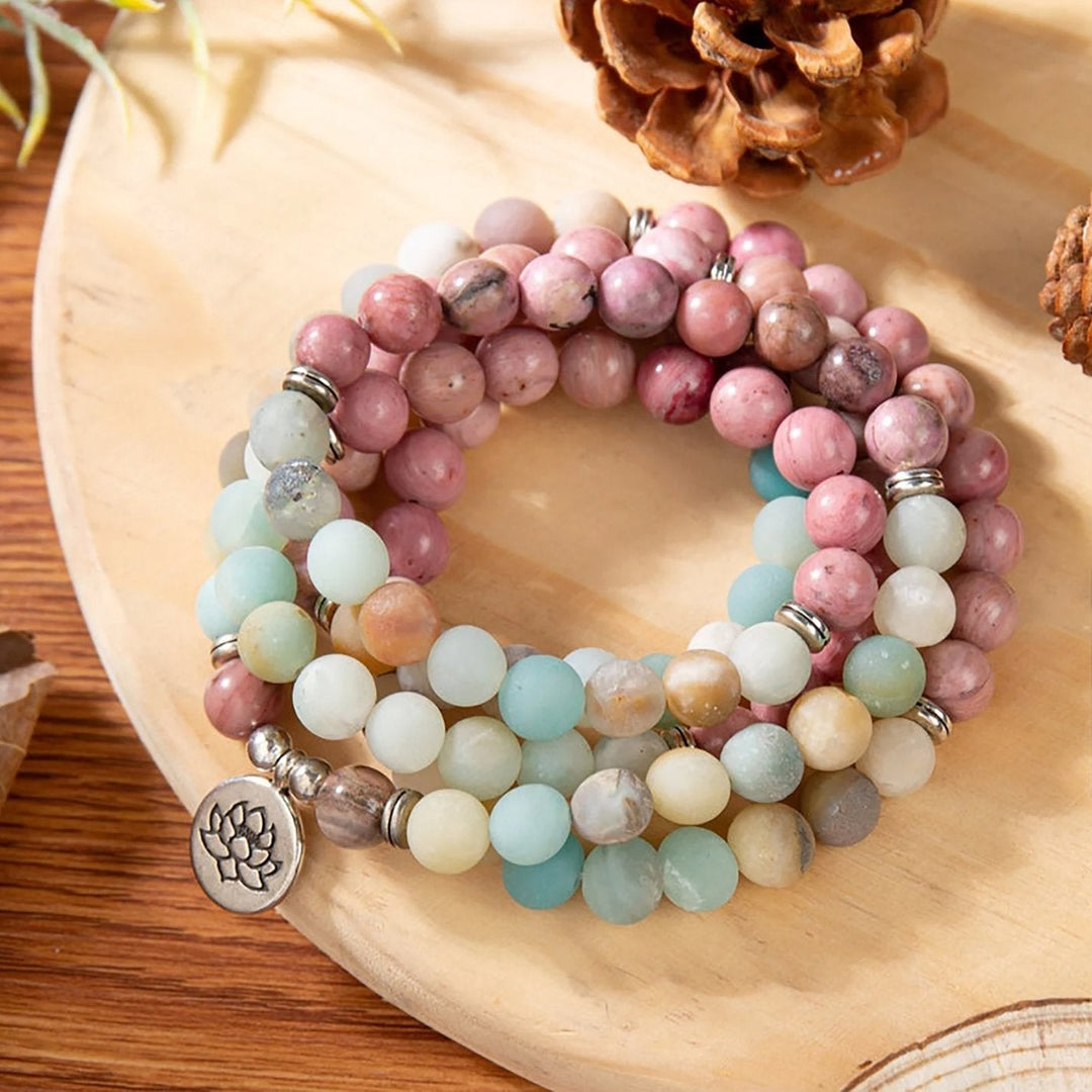 Natural Amazonit Rhodonit - Kette - LAMIVA.de - Yoga Schmuck - Spiritualität