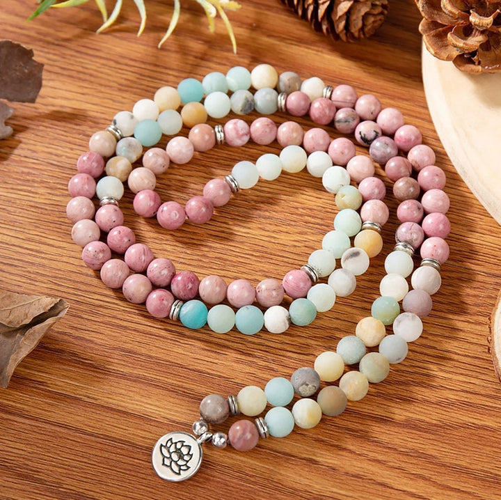 Natural Amazonit Rhodonit - Kette - LAMIVA.de - Yoga Schmuck - Spiritualität