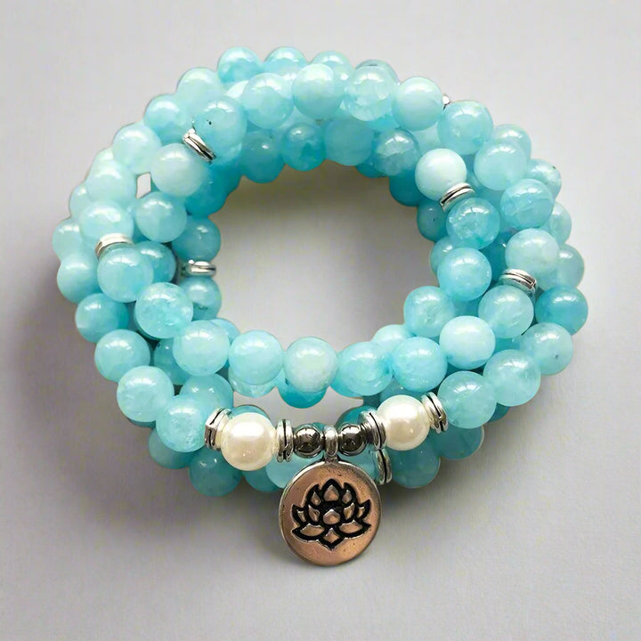 Blue Aquamarin - Mala Kette - LAMIVA.de - Yoga Schmuck - Spiritualität
