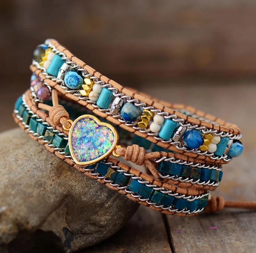 Positive Opal Edelstein - Wickelarmband