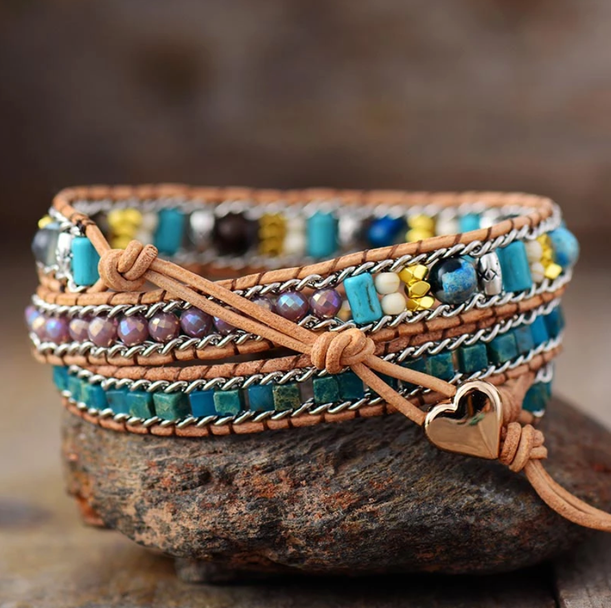 Positive Opal Edelstein - Wickelarmband