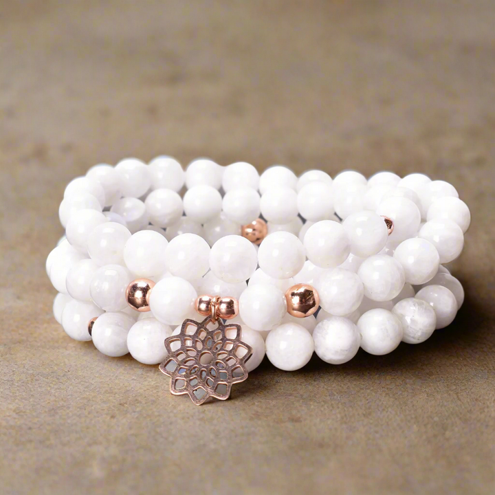 Mondstein Flower - Mala Kette