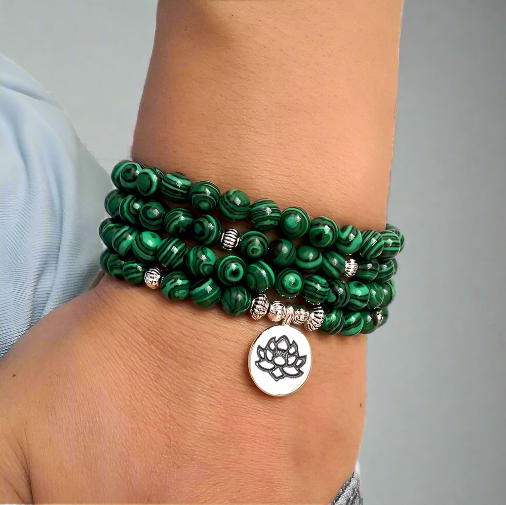 Natural Malachit - Mala Kette - LAMIVA.de - Yoga Schmuck - Spiritualität