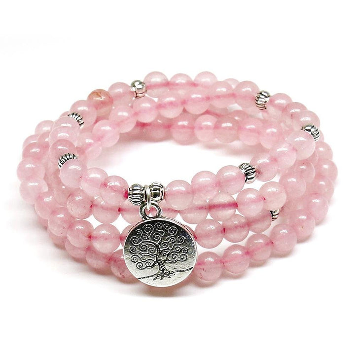 Rosenquarz Bloom Flower - Mala Kette - LAMIVA.de - Yoga Schmuck - Spiritualität