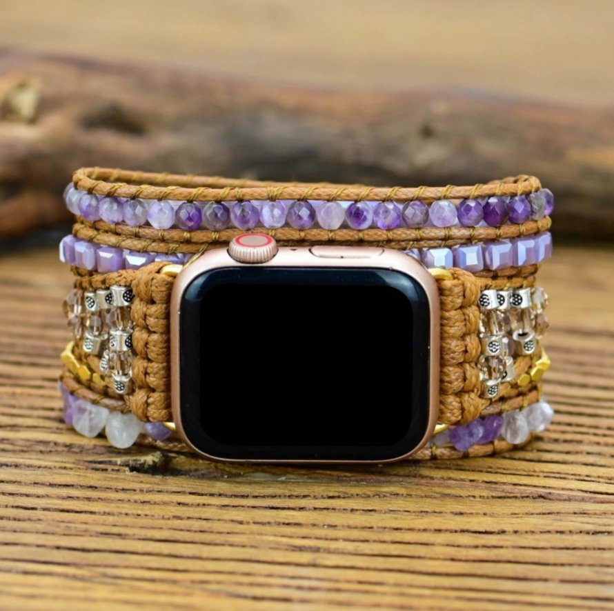 Amethyst Edelstein - Apple Watch Wickelarmband - LAMIVA.de - Yoga Schmuck - Spiritualität