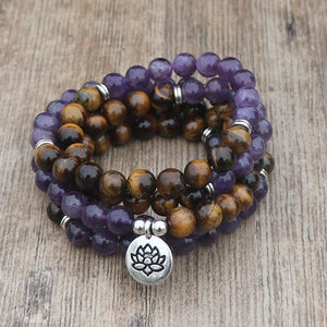 Amethyst Tiger Eye - Mala Kette - LAMIVA.de - Yoga Schmuck - Spiritualität