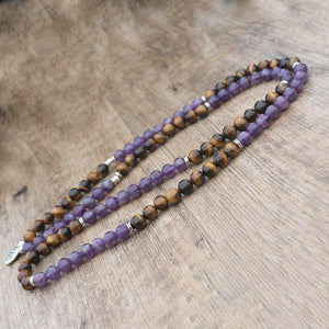 Amethyst Tiger Eye - Mala Kette - LAMIVA.de - Yoga Schmuck - Spiritualität