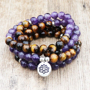 Amethyst Tiger Eye - Mala Kette - LAMIVA.de - Yoga Schmuck - Spiritualität