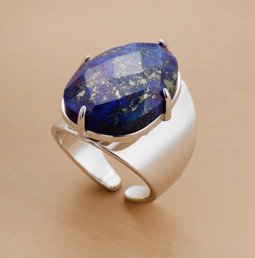 Blauer Lapislazuli - Ring - LAMIVA.de - Yoga Schmuck - Spiritualität