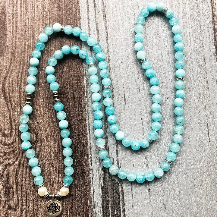 Blue Aquamarin - Mala Kette - LAMIVA.de - Yoga Schmuck - Spiritualität