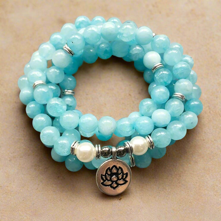 Blue Aquamarin - Mala Kette - LAMIVA.de - Yoga Schmuck - Spiritualität