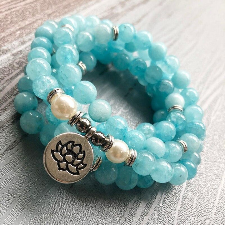 Blue Aquamarin - Mala Kette - LAMIVA.de - Yoga Schmuck - Spiritualität