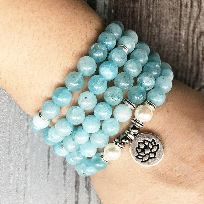 Blue Aquamarin - Mala Kette - LAMIVA.de - Yoga Schmuck - Spiritualität