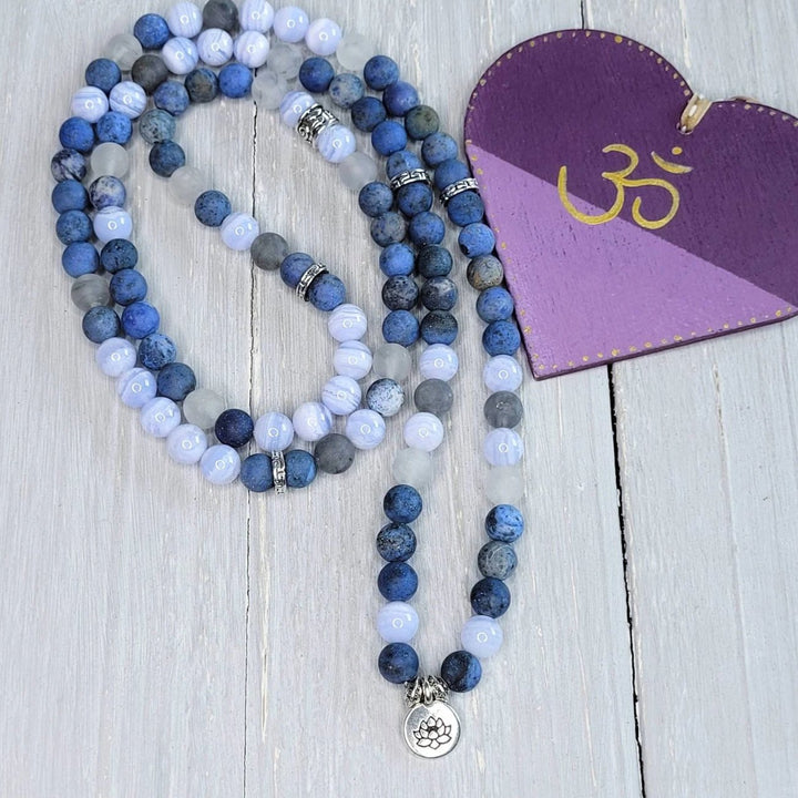 Blue Calm Achat - Mala Kette - LAMIVA.de - Yoga Schmuck - Spiritualität