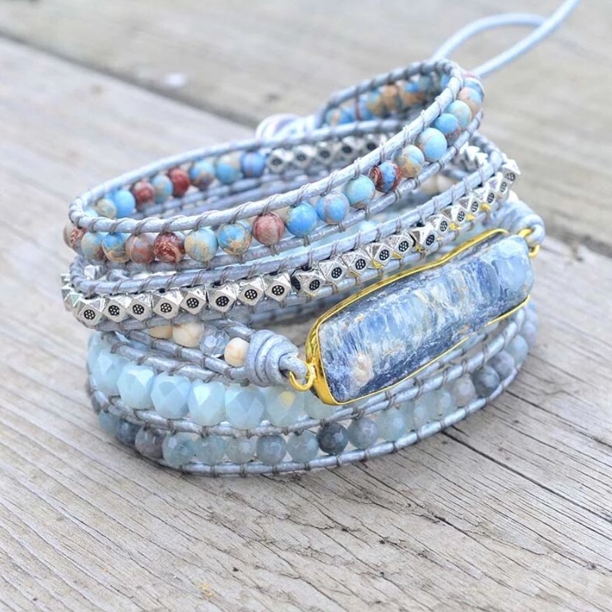 Blue Topas - Wickelarmband - LAMIVA.de - Yoga Schmuck - Spiritualität