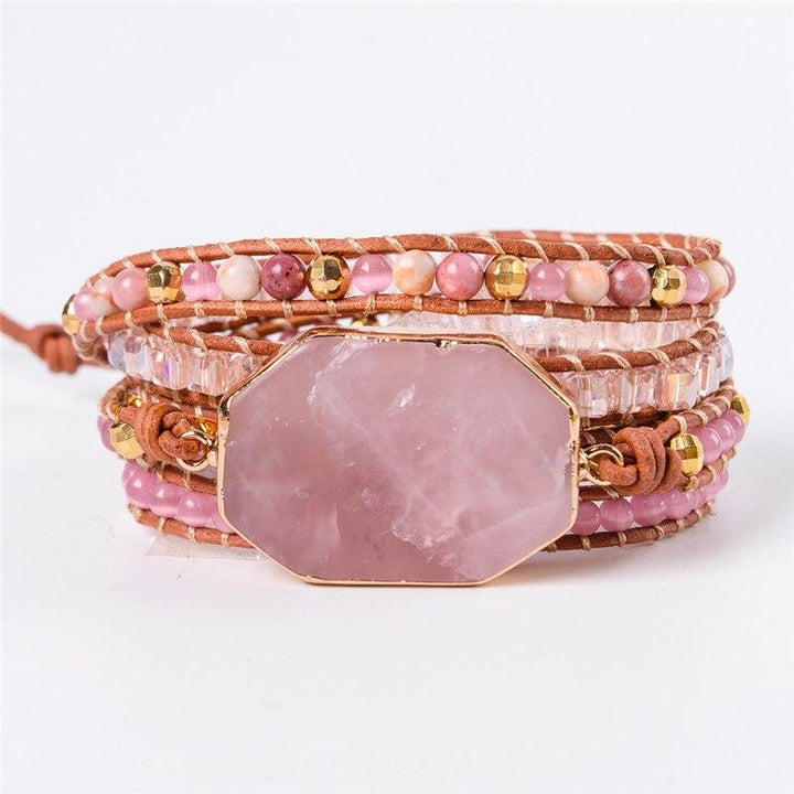 Boho Rosenquarz Kiss - Wickelarmband - LAMIVA.de - Yoga Schmuck - Spiritualität