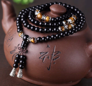Buddhist Obsidian Tiger Eye - Kette - LAMIVA.de - Yoga Schmuck - Spiritualität