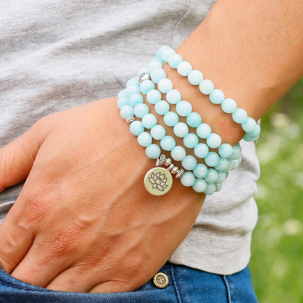 Glowing Chalcedon - Mala Kette - LAMIVA.de - Yoga Schmuck - Spiritualität