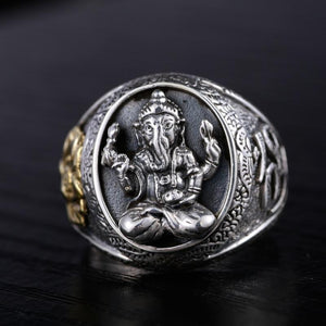 Goldener "Lotus Ganesha" - Silber Ring - LAMIVA.de - Yoga Schmuck - Spiritualität