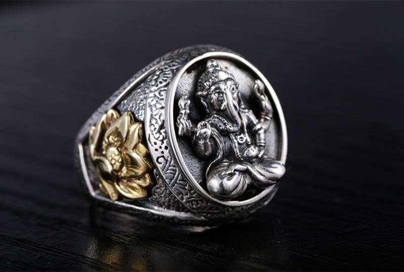 Goldener "Lotus Ganesha" - Silber Ring - LAMIVA.de - Yoga Schmuck - Spiritualität