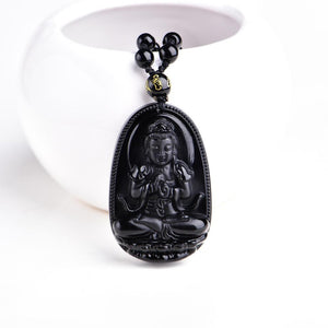 Obsidian Buddha - Amulet - LAMIVA.de - Yoga Schmuck - Spiritualität