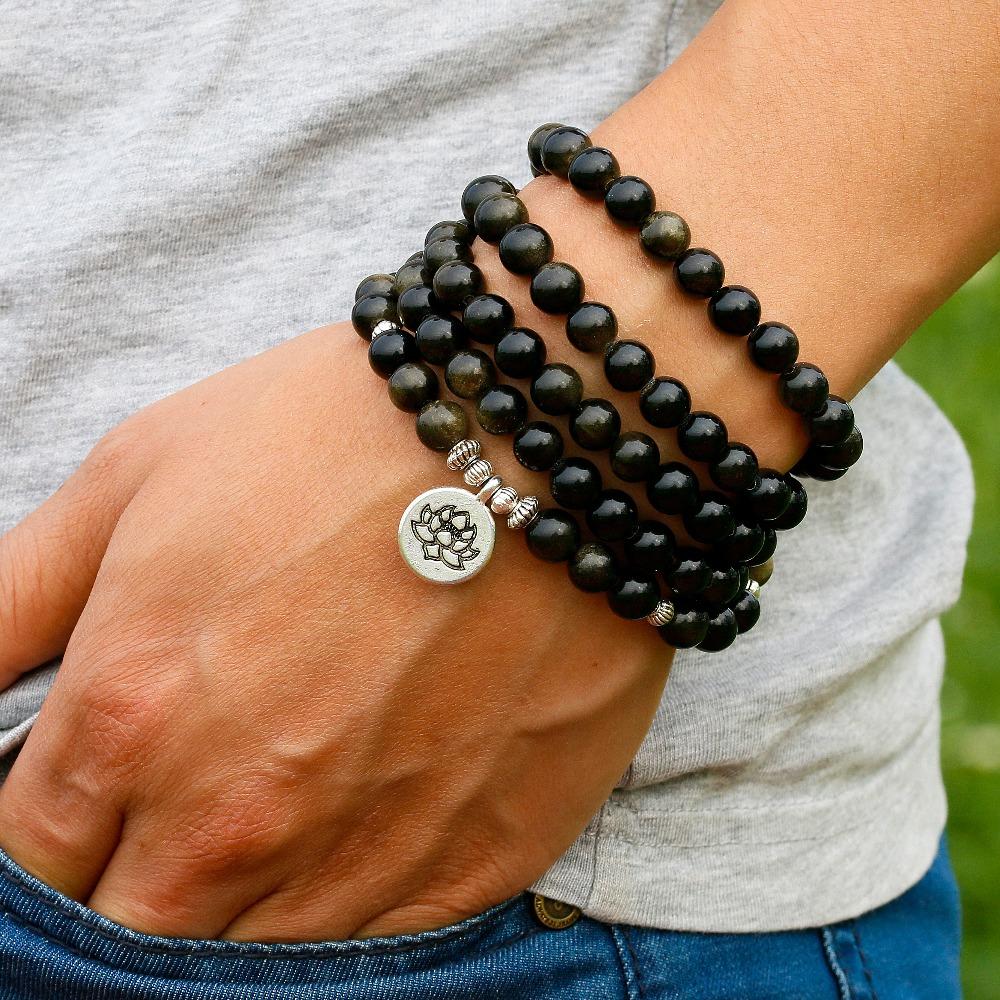 Obsidian Charme - Mala Kette - LAMIVA.de - Yoga Schmuck - Spiritualität