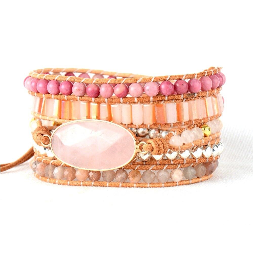 Pinko Rosenquarz - Wickelarmband - LAMIVA.de - Yoga Schmuck - Spiritualität