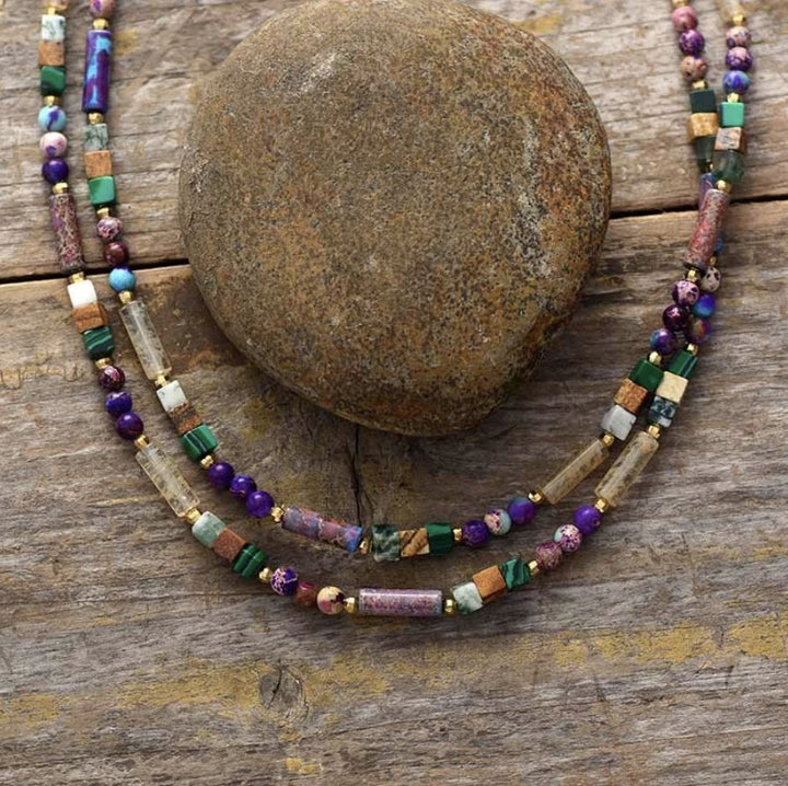 Purple Mix Edelstein - Choker Kette - LAMIVA.de - Yoga Schmuck - Spiritualität