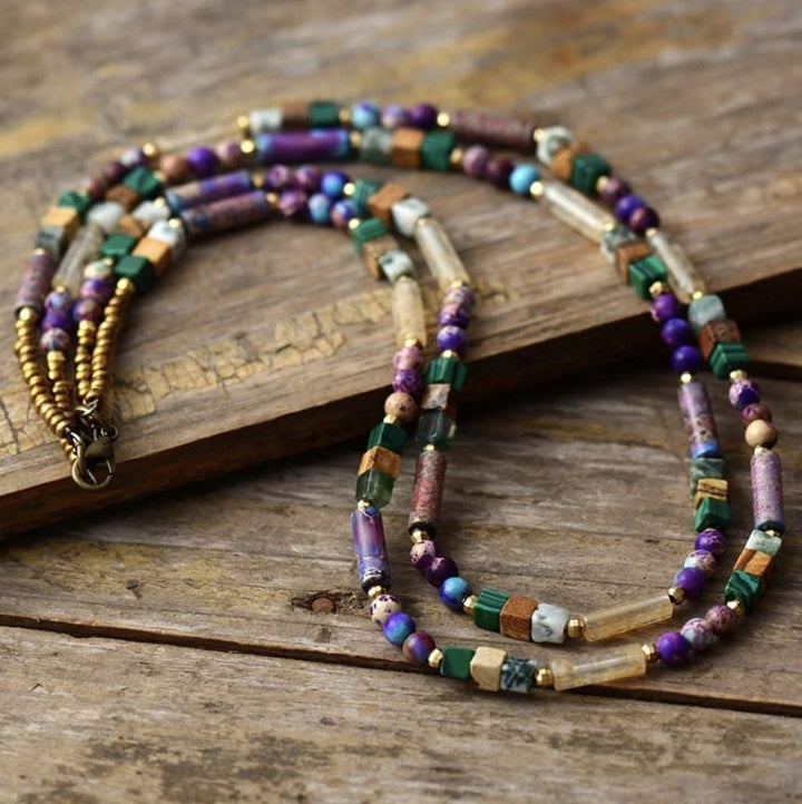 Purple Mix Edelstein - Choker Kette - LAMIVA.de - Yoga Schmuck - Spiritualität