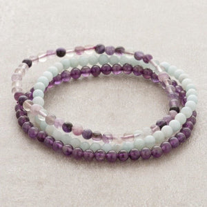Purple Tricolor Edelstein - Armband Set - LAMIVA.de - Yoga Schmuck - Spiritualität