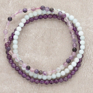 Purple Tricolor Edelstein - Armband Set - LAMIVA.de - Yoga Schmuck - Spiritualität