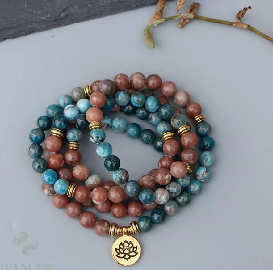 Rhodonit Apatit - Kette - LAMIVA.de - Yoga Schmuck - Spiritualität