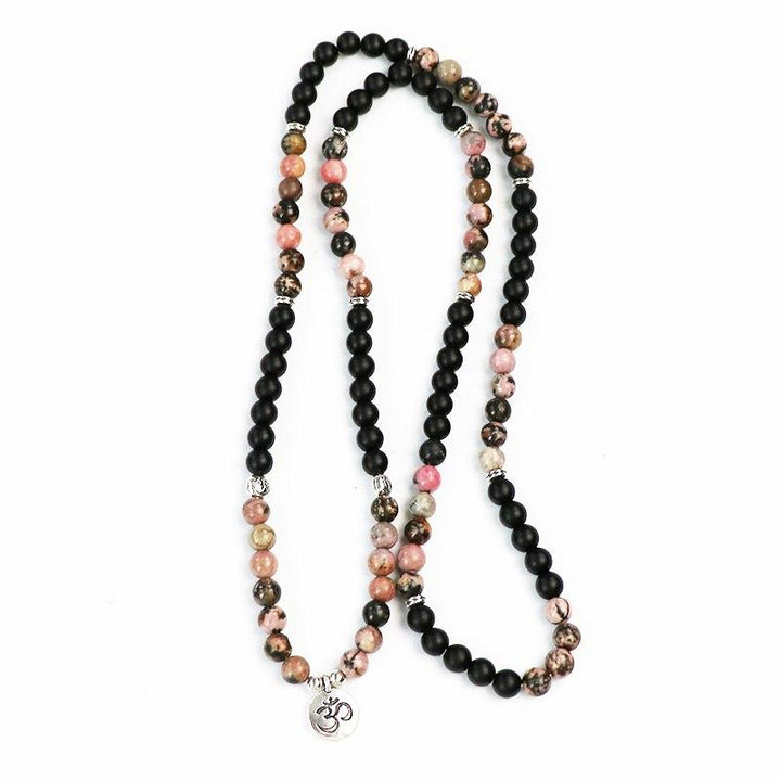 Rhodonit Black Onyx - Mala Kette - LAMIVA.de - Yoga Schmuck - Spiritualität