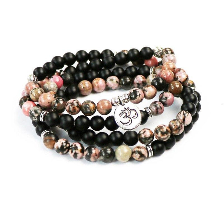 Rhodonit Black Onyx - Mala Kette - LAMIVA.de - Yoga Schmuck - Spiritualität