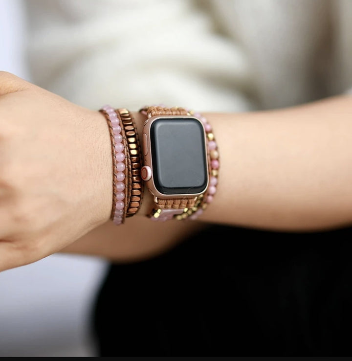 Rosé Edelstein - Apple Watch Wickelarmband - LAMIVA.de - Yoga Schmuck - Spiritualität