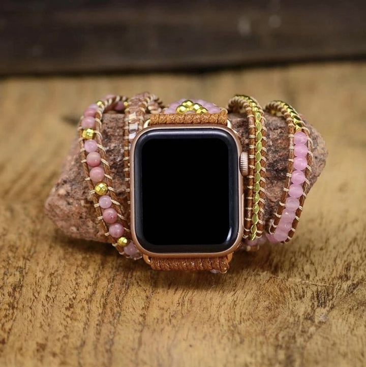 Rosé Edelstein - Apple Watch Wickelarmband - LAMIVA.de - Yoga Schmuck - Spiritualität