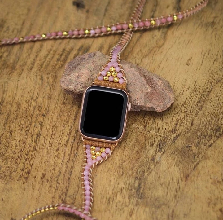 Rosé Edelstein - Apple Watch Wickelarmband - LAMIVA.de - Yoga Schmuck - Spiritualität