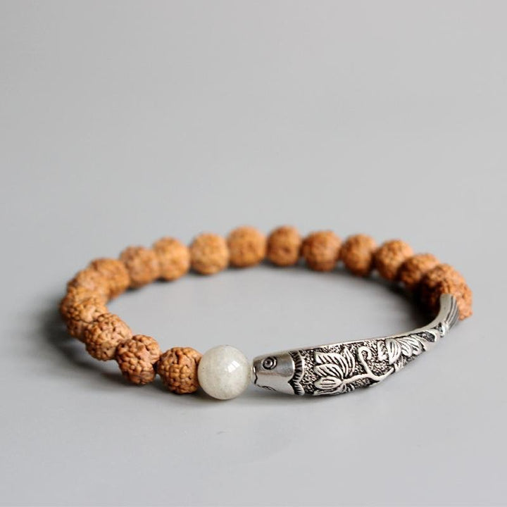 Rudraksha mit chinesischem Glücks Amulet - Armband - LAMIVA.de - Yoga Schmuck - Spiritualität