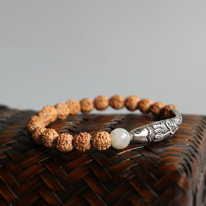 Rudraksha mit chinesischem Glücks Amulet - Armband - LAMIVA.de - Yoga Schmuck - Spiritualität