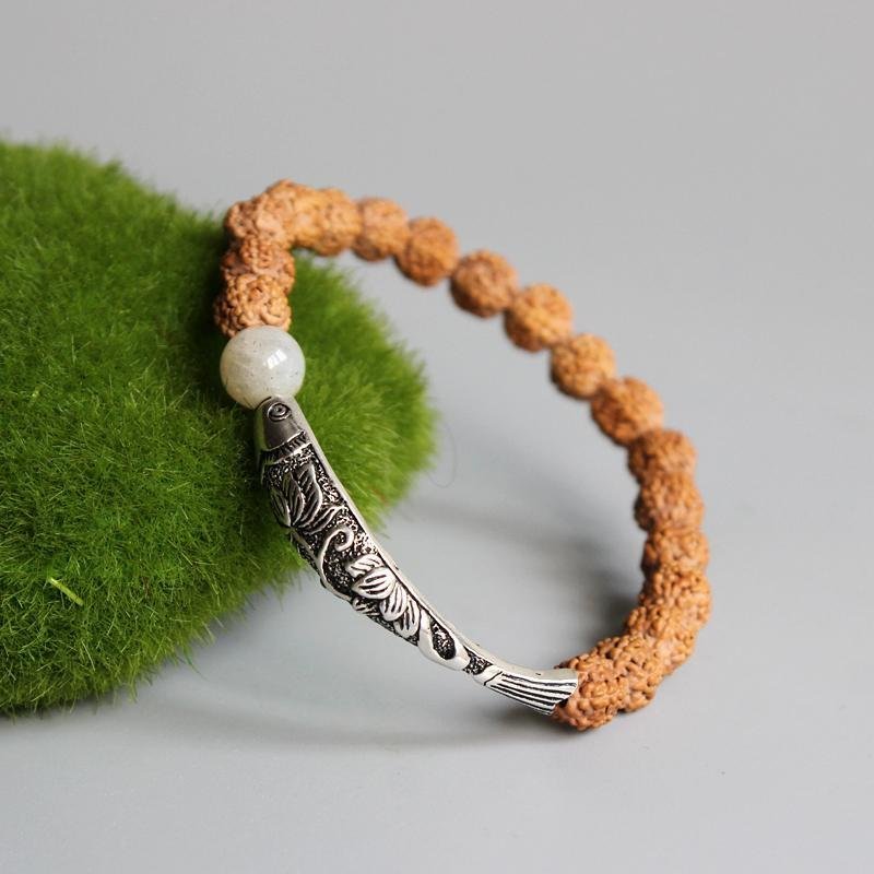 Rudraksha mit chinesischem Glücks Amulet - Armband - LAMIVA.de - Yoga Schmuck - Spiritualität