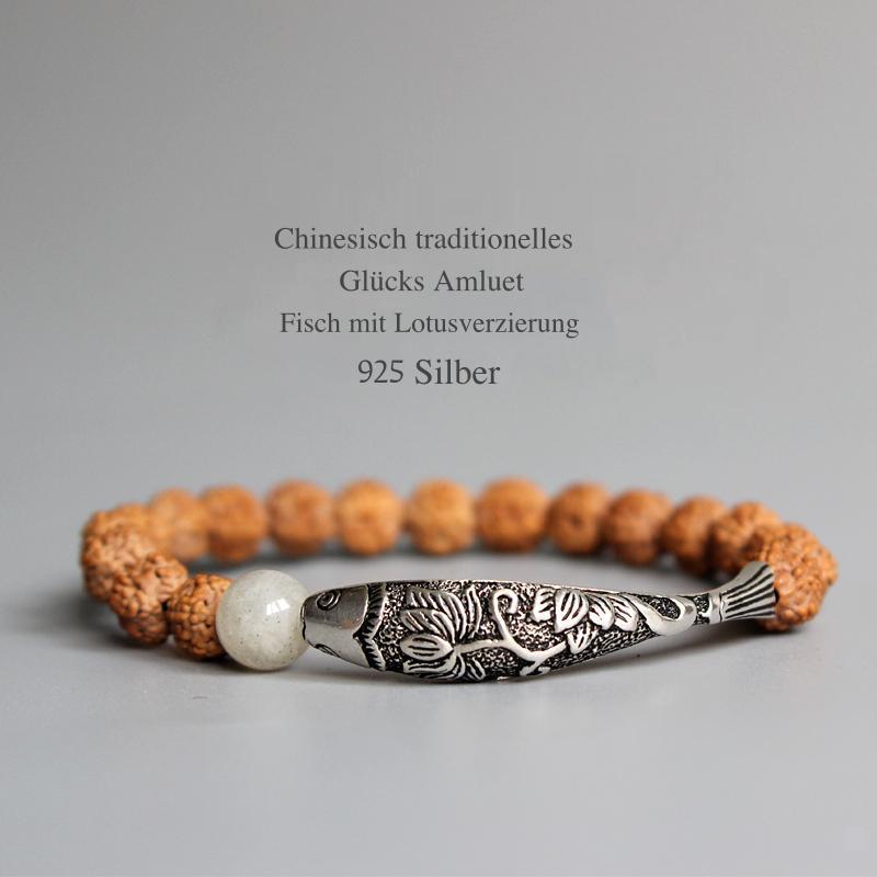 Rudraksha mit chinesischem Glücks Amulet - Armband - LAMIVA.de - Yoga Schmuck - Spiritualität