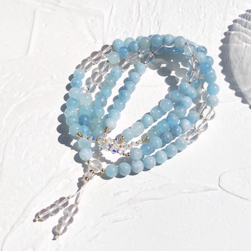 Tropez Aqua Marina - Mala Kette - LAMIVA.de - Yoga Schmuck - Spiritualität