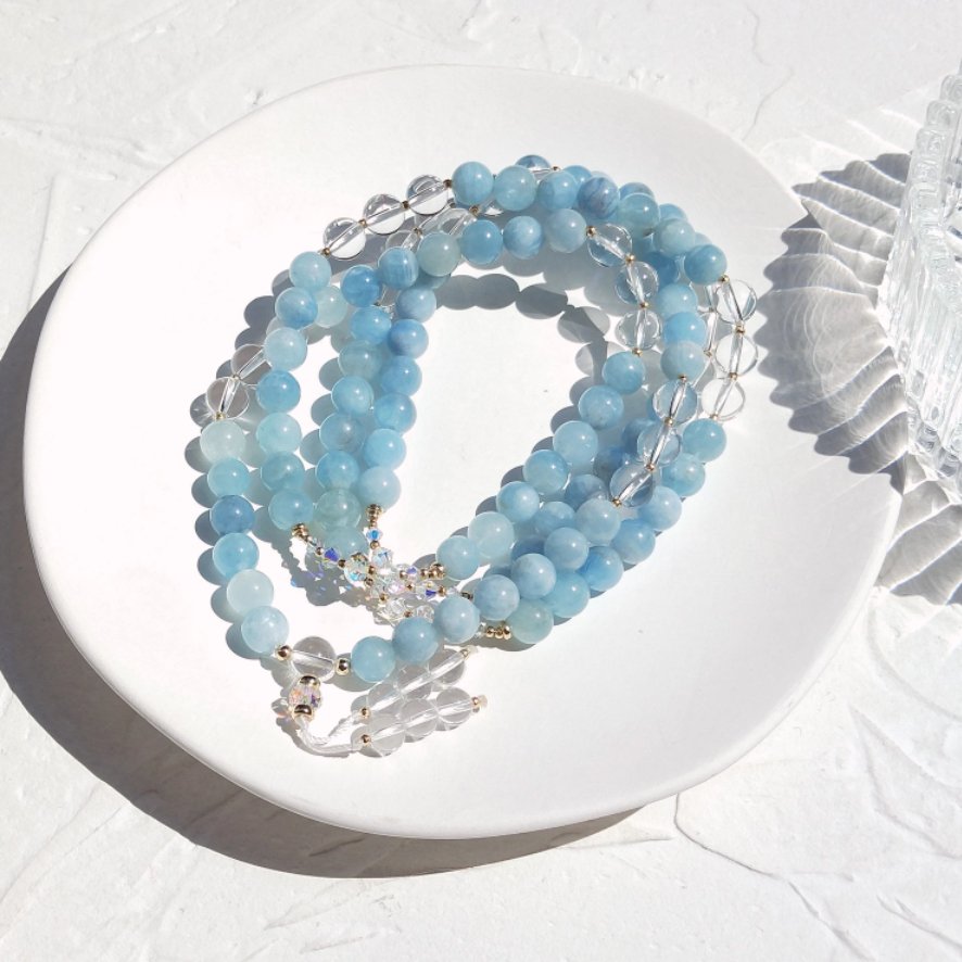 Tropez Aqua Marina - Mala Kette - LAMIVA.de - Yoga Schmuck - Spiritualität