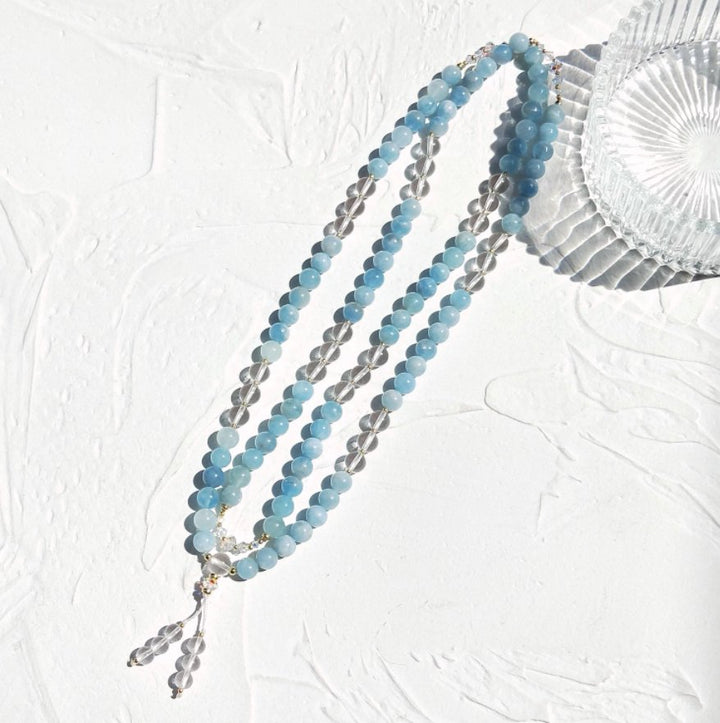 Tropez Aqua Marina - Mala Kette - LAMIVA.de - Yoga Schmuck - Spiritualität