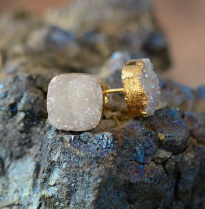 White Druzy - Ohrringe - LAMIVA.de - Yoga Schmuck - Spiritualität